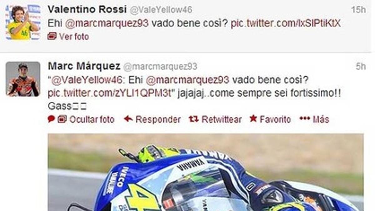 El intercambio de tuits entre Valentino Rossi y Marc Márquez
