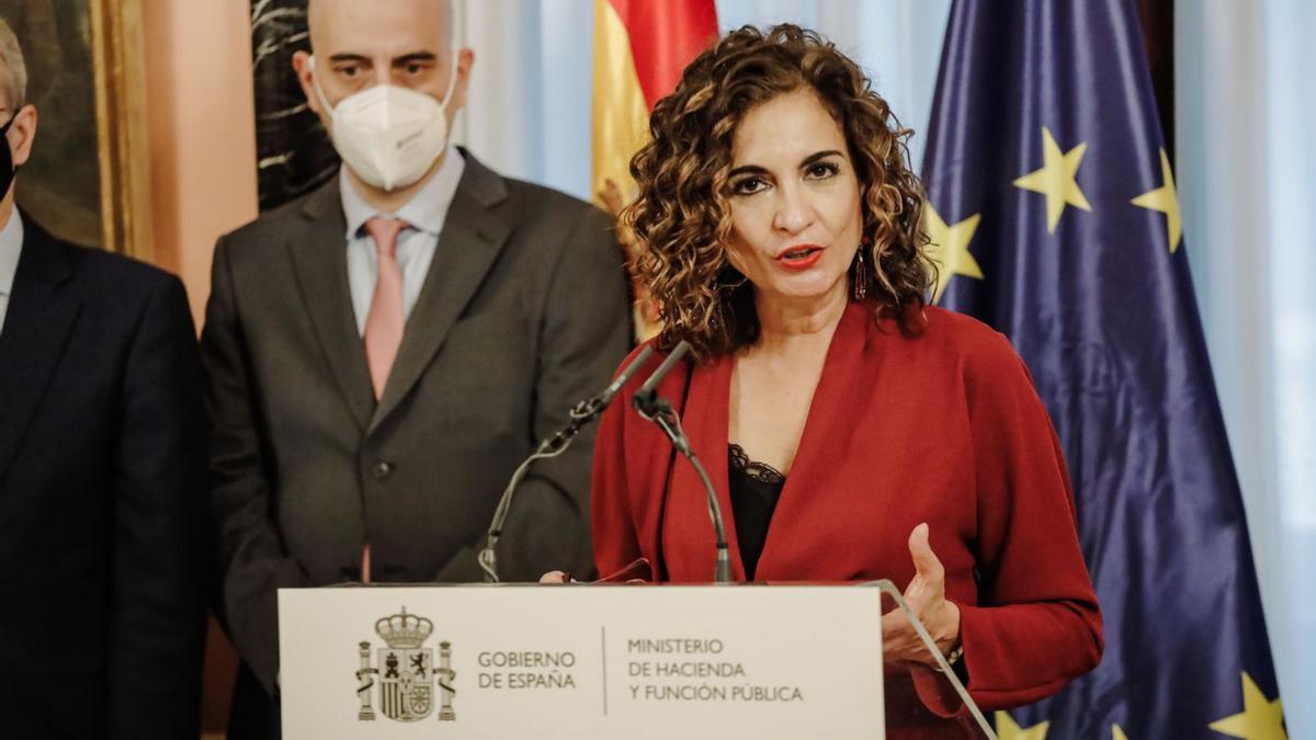 María Jesús Montero interviene en la presentación del informe de los ‘sabios’ el jueves. | E. P.