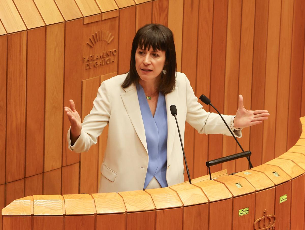 La portavoz del BNG, Ana Pontón, en el debate sobre el estado de la autonomía, este miércoles en el Parlamento de Galicia.