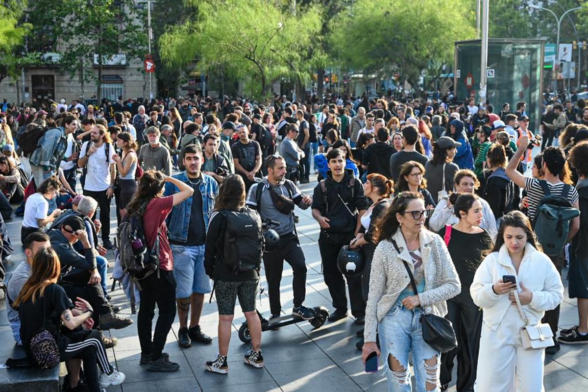 Manifestación antifascista de plaza Universitat