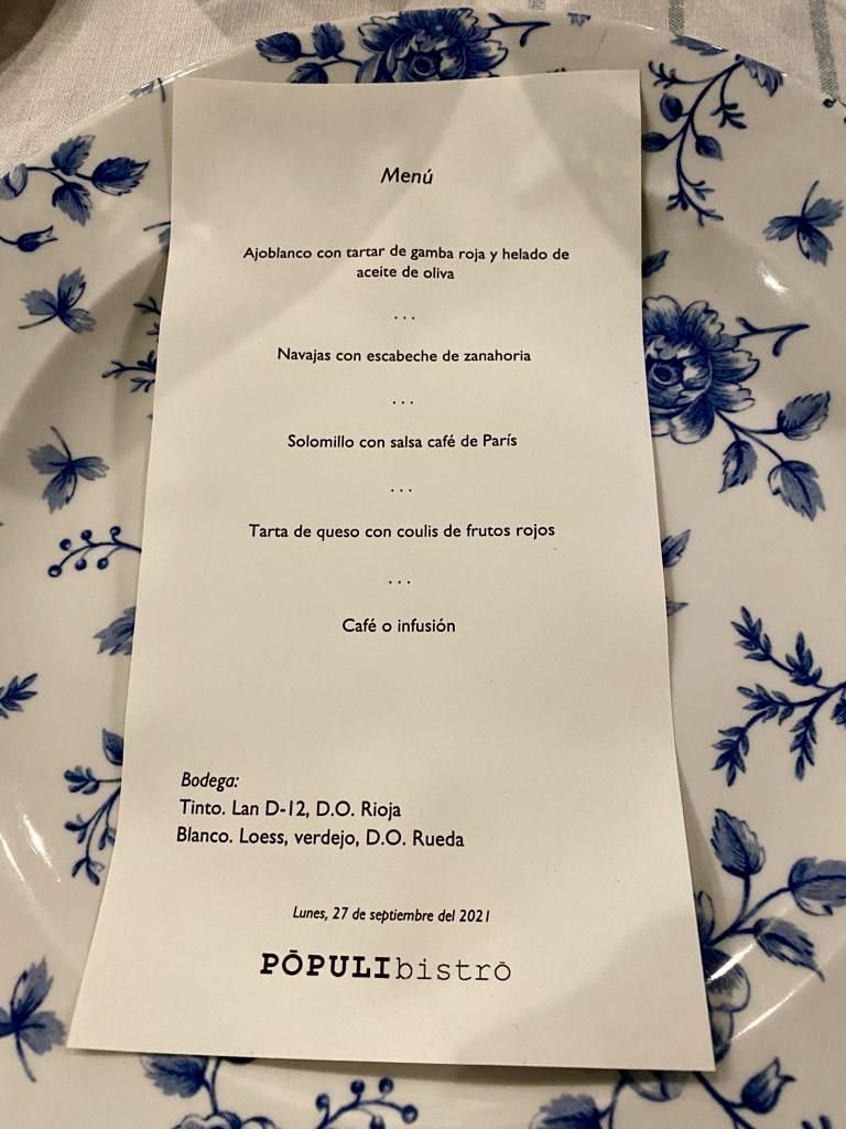 Menú que se ofreció en la cena de clausura de Alicante Gastronómica.