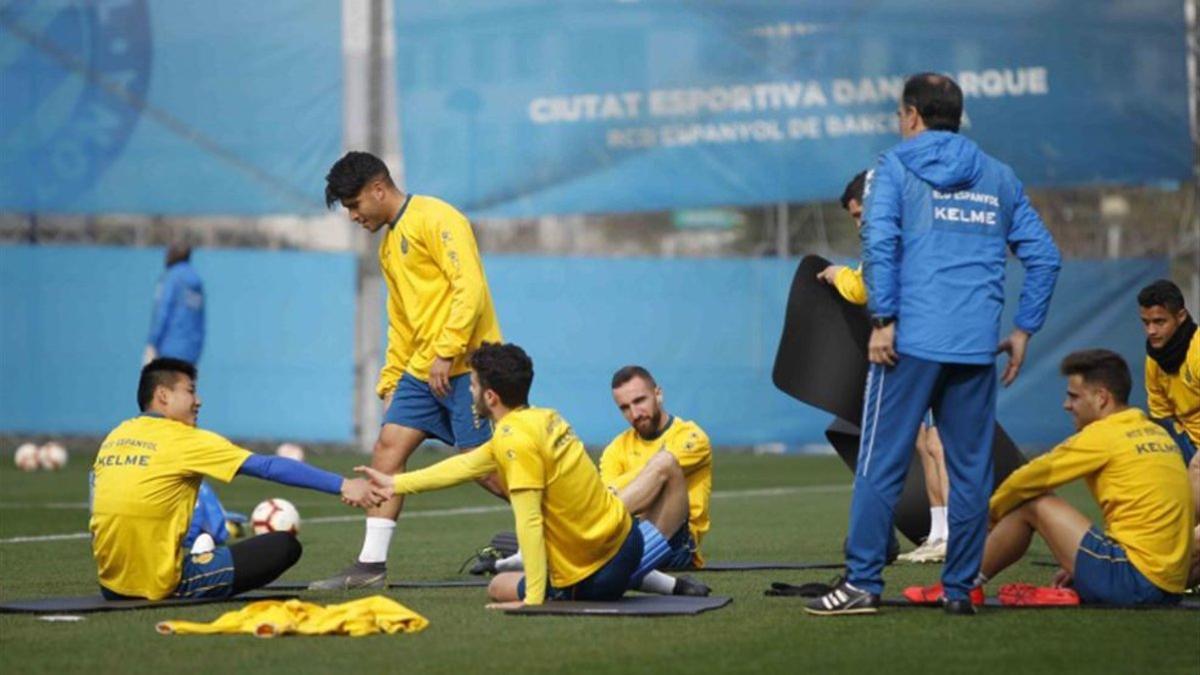 Jugadores del Espanyol entrenando