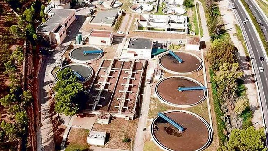 Una vista aérea de la estación depuradora de Santa Ponça.