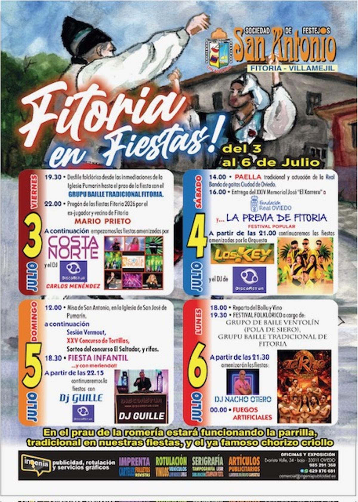 Cartel de las fiestas de Fitoria 2026
