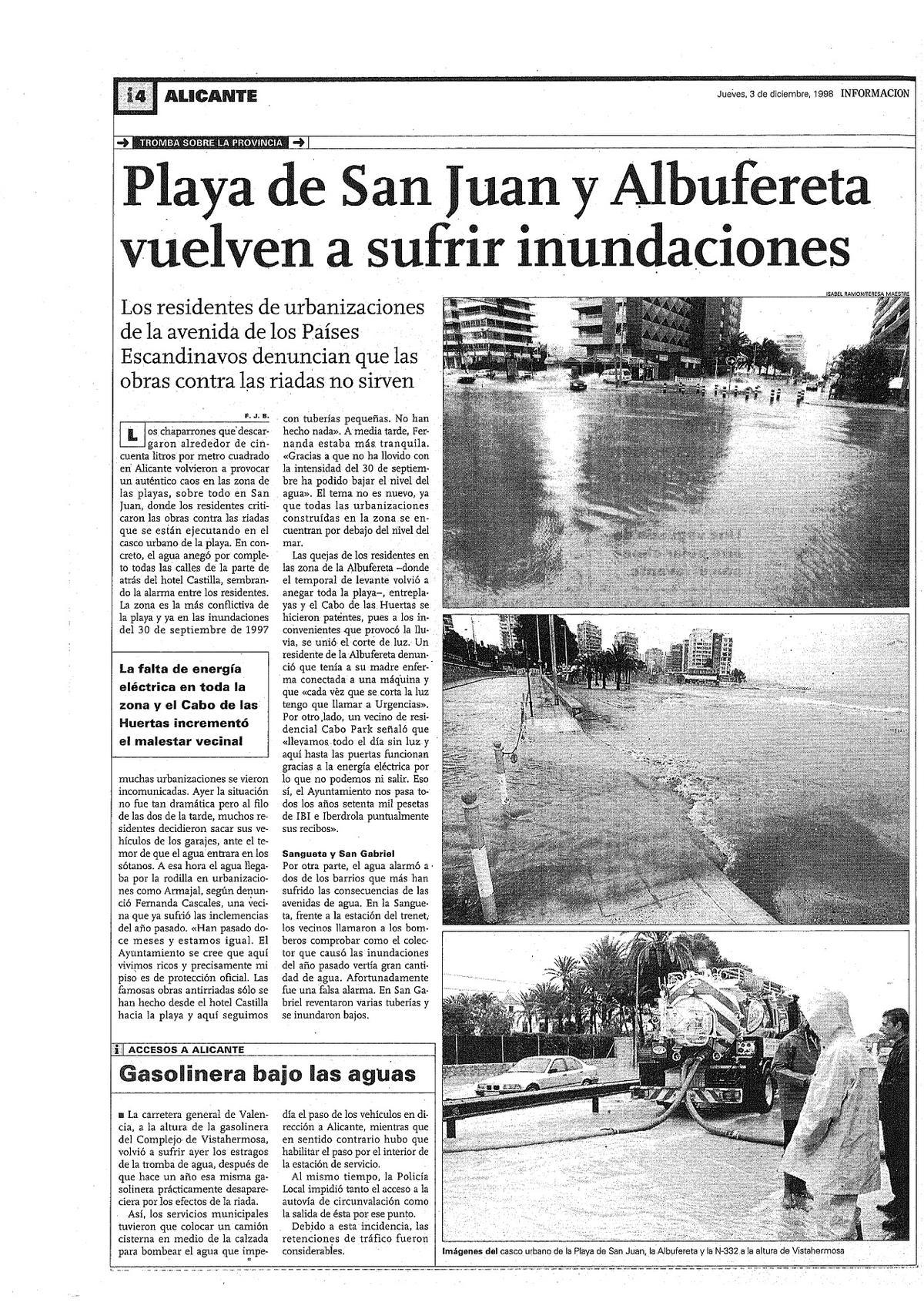 Inundaciones en Albufereta en 1998