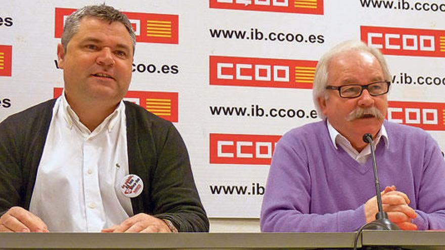 Los dirigentes sindicales Josep Ginard y Ginés Díez, ayer en la sede del sindicato.