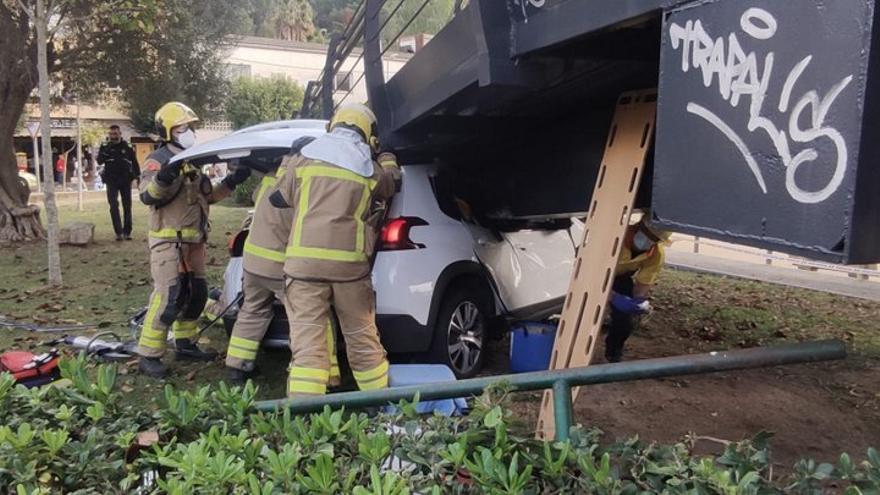 El cotxe accidentat a Blanes