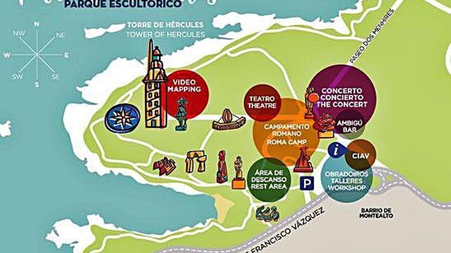 Mapa de las actividades para la celebración del décimo aniversario de la Torre como Patrimonio de la Humanidad.