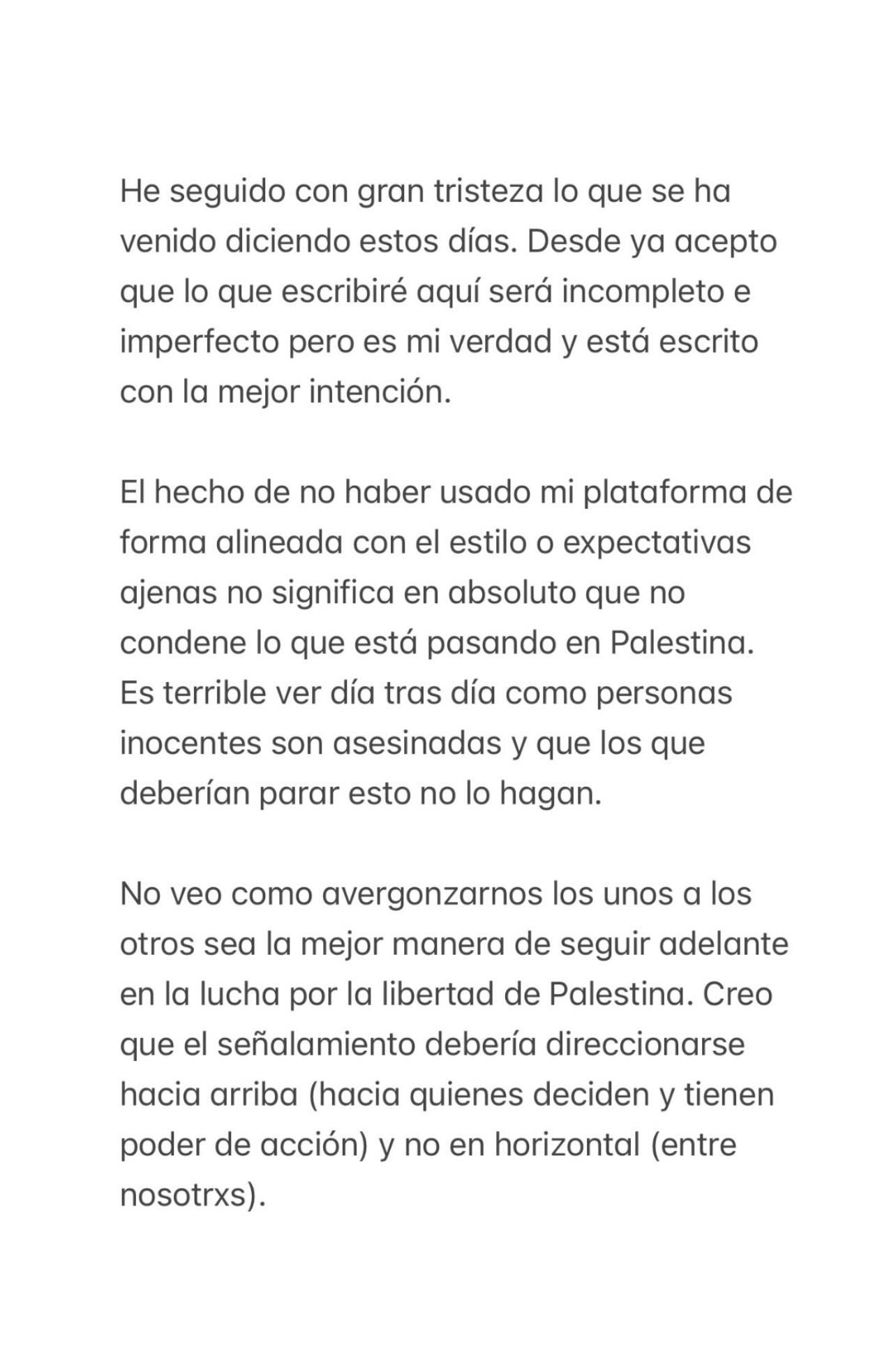 Rosalía se pronuncia sobre lo que está sucediendo en Palestina