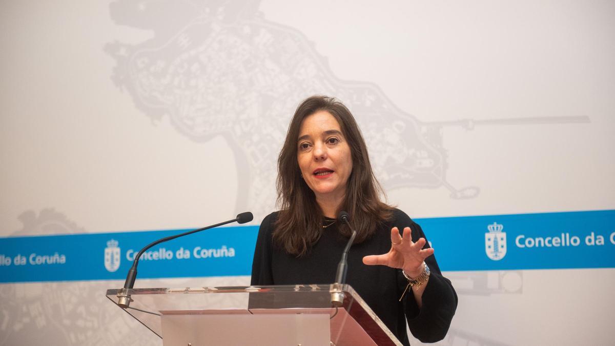 Inés Rey, en la rueda de prensa de esta mañana