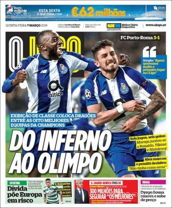 Portada O JOGO jueves 7 de marzo de 2019.