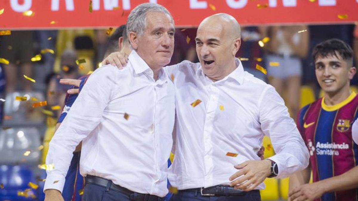 Andreu Plaza y Miguel Andrés, tras ganar la liga