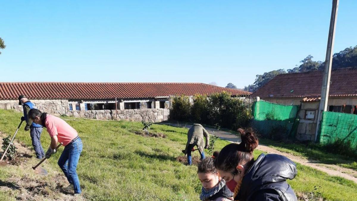 Los “Amigos de Moreiras” frente al Museo de Salazón de O Grove   | // FDV