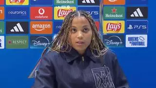 Vicky López: "Preferiría jugar en el Bernabéu, pero tenemos la suerte de jugar la vuelta en el Camp Nou"