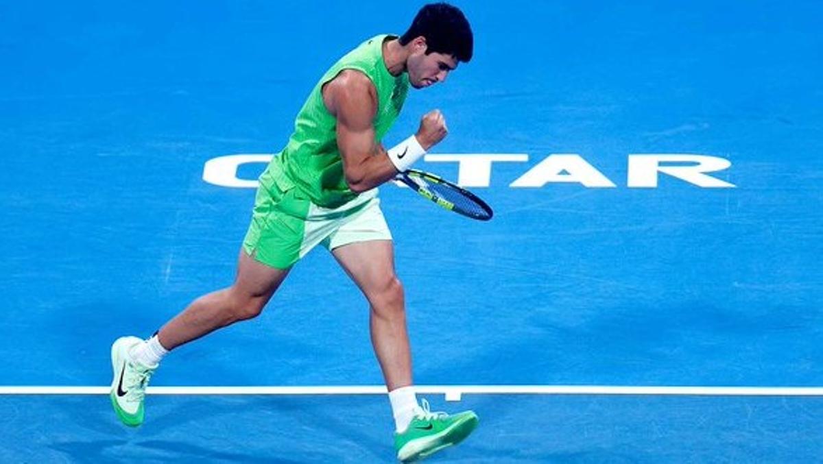 Carlos Alcaraz, en su debut de este lunes en Doha.