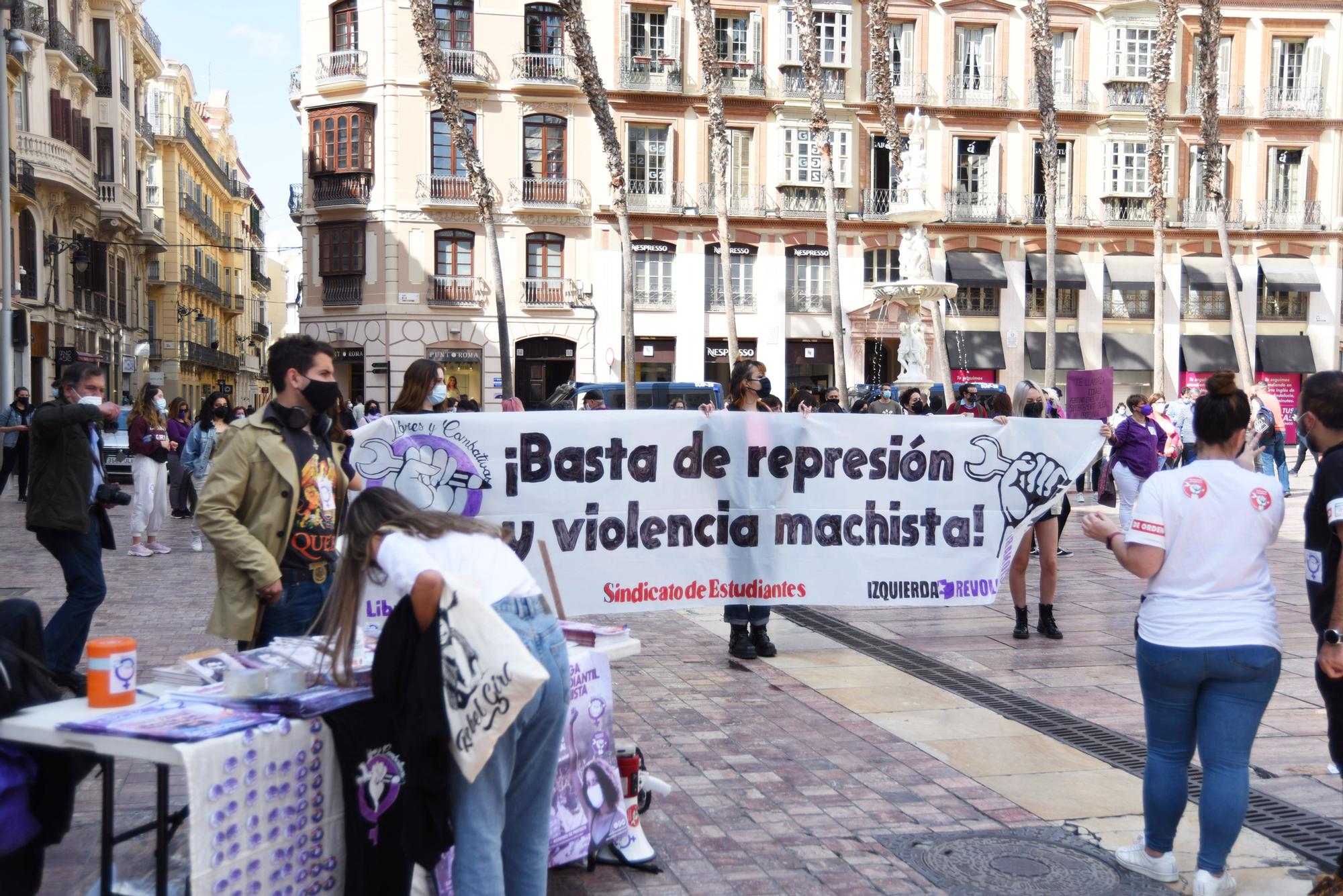 Manifestación por el 8M en las calles del Centro de Málaga