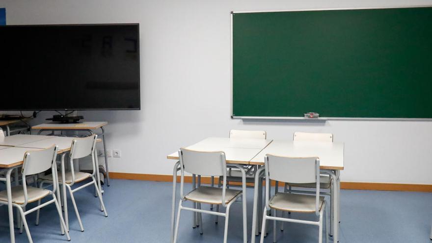Una clase vacía en un colegio de Madrid.