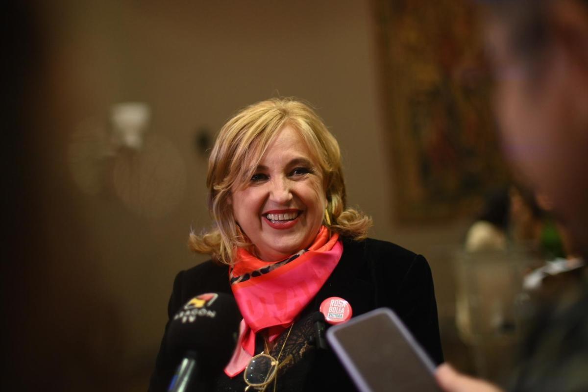 Rosa Bolea celebra con alegría su victoria, este martes.