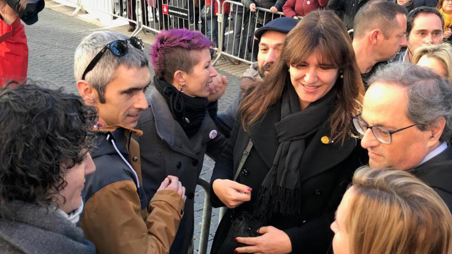 Quim Torra i Laura Borràs, amb Roger Español