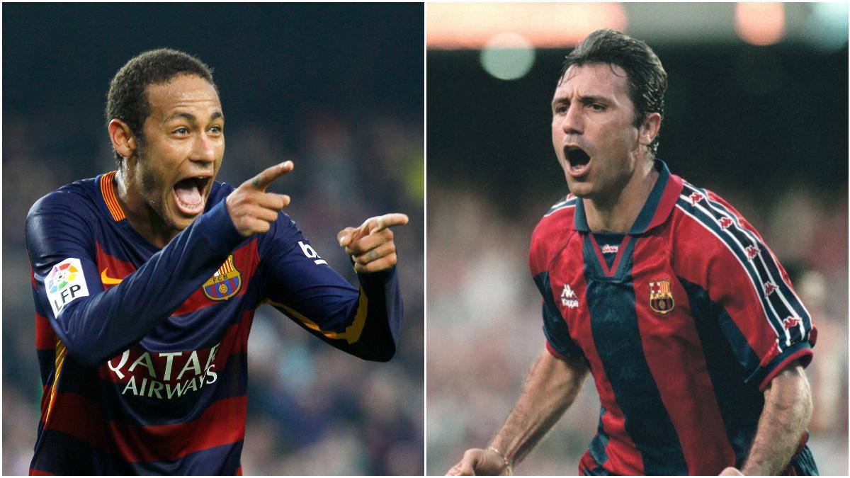 Neymar Jr. y Hristo Stoichkov como jugadores del FC Barcelona