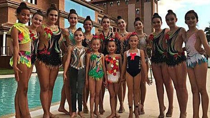 Imagen de las gimnastas el Club Deportivo Hema que se desplazaron al torneo en Huétor Vega.