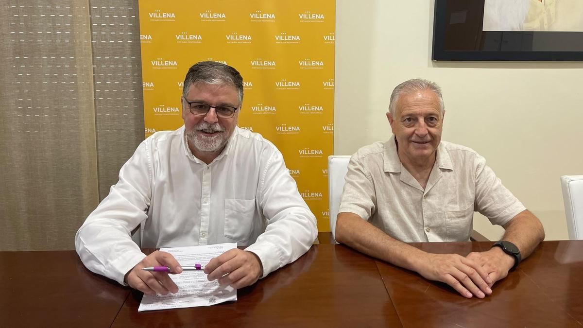 El alcalde de Villena, Fulgencio Cerdán, junto al presidente de la actual Entidad de Conservación, José Ángel Celiberti.