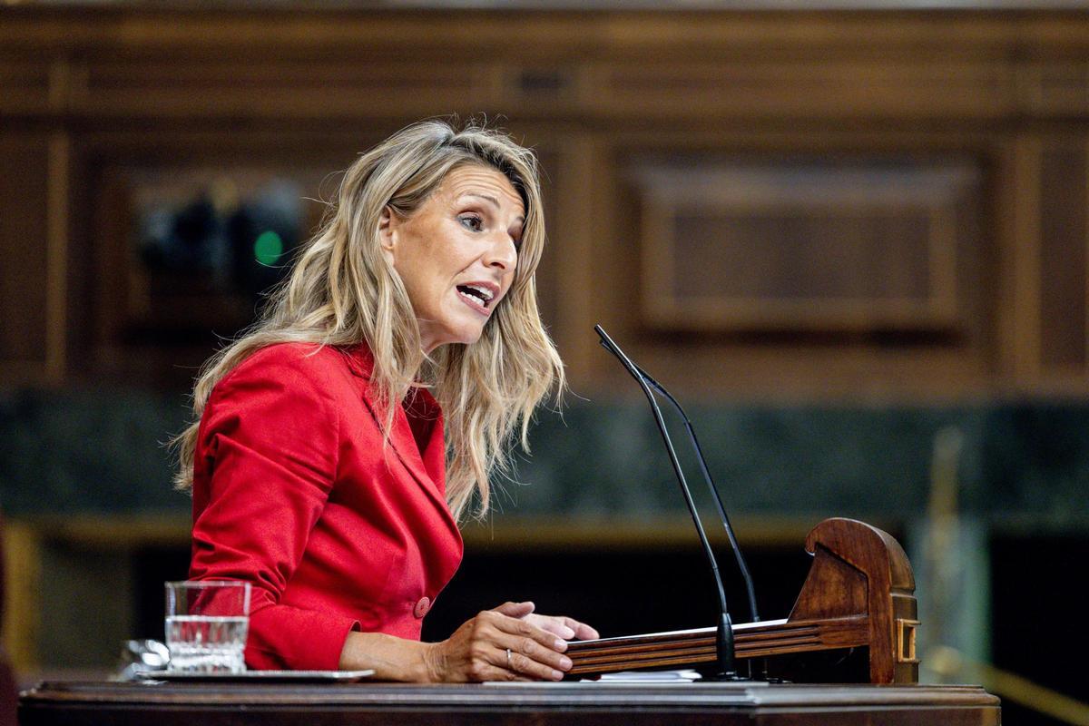 Yolanda Díaz, durante una intervención parlamentaria.