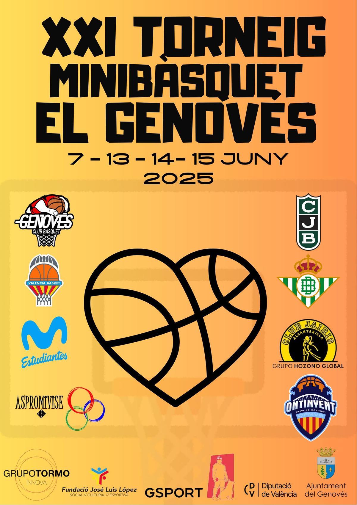 Cartel del XXI Torneig Minibàsquet del Genovés.
