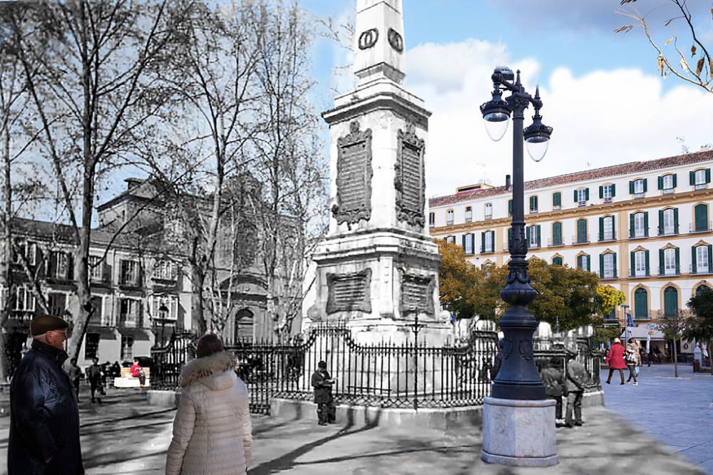 Plaza de la Merced. El malagueño apoyado en la reja del monolito a Torrijos lee con atención y bastante estupor el final de la iglesia de la Merced. Porque si bien fue incendiada por los bárbaros en mayo del 31, décadas más tarde (...) la Diócesis de Málaga autorizó la demolición de los restos (...).