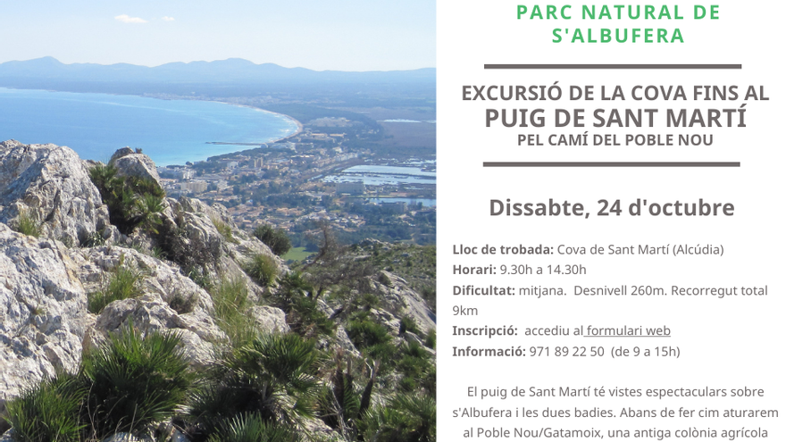 Excursió de la cova fins al puig de Sant Martí pel camí de Poble Nou