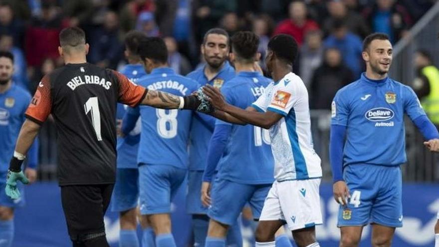 Imagen del partido de la primera vuelta entre  Deportivo y Fuenlabrada.