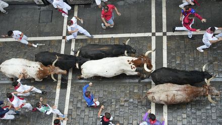 El primer encierro de los Sanfermines 2025, en imágenes.
