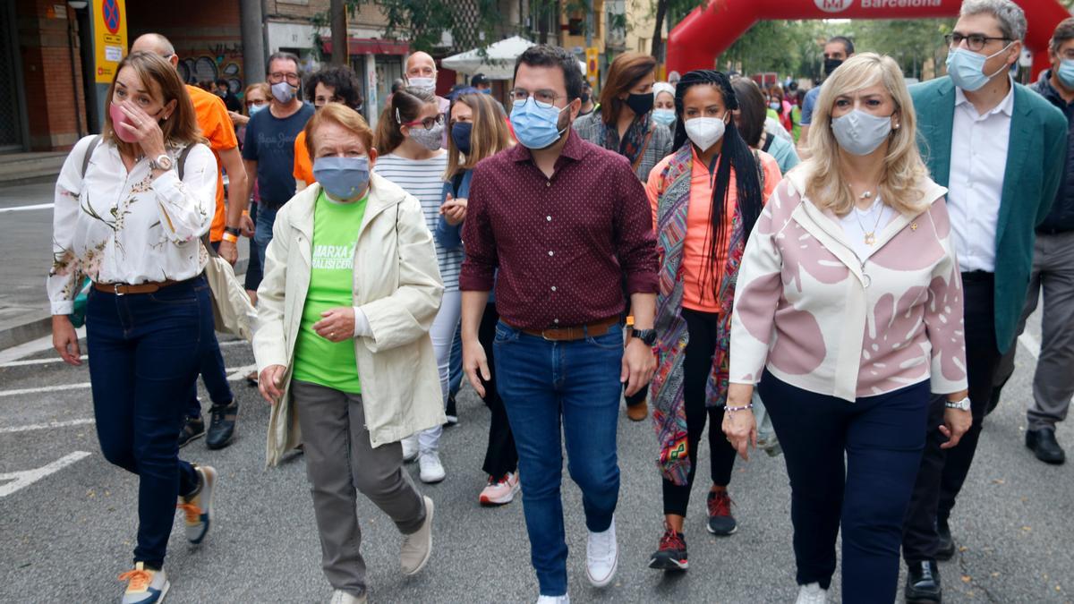 El president de la Generalitat, Pere Aragonès, i la consellera de Drets Socials, Violant Cervera, participaren de la Caminada popular per la paràlisi cerebral i la pluridiscapacitat de la FEPCCAT