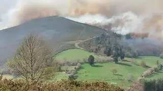 El viento agrava los incendios de Asturias: "El fuego está llegando a las casas, estamos llevando cubas con agua para apagarlo"