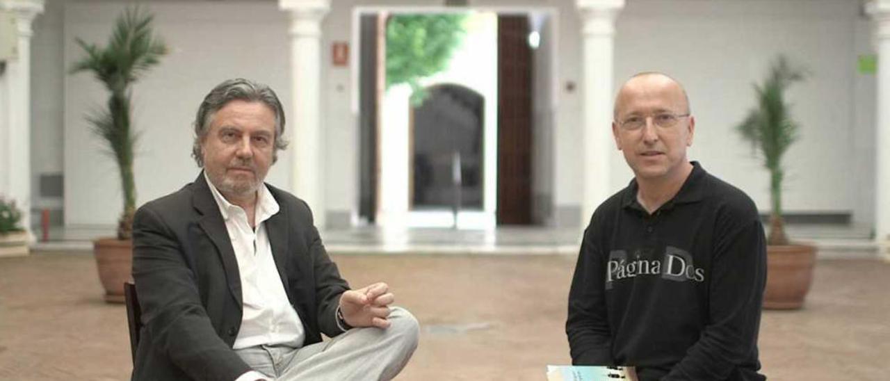 Felipe Benítez Reyes junto a Óscar López, en el programa cultural de RTVE «Página Dos».