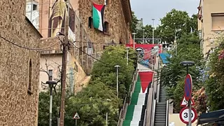 Barcelona se niega a borrar una pintada con la bandera palestina tras una queja de la comunidad judía