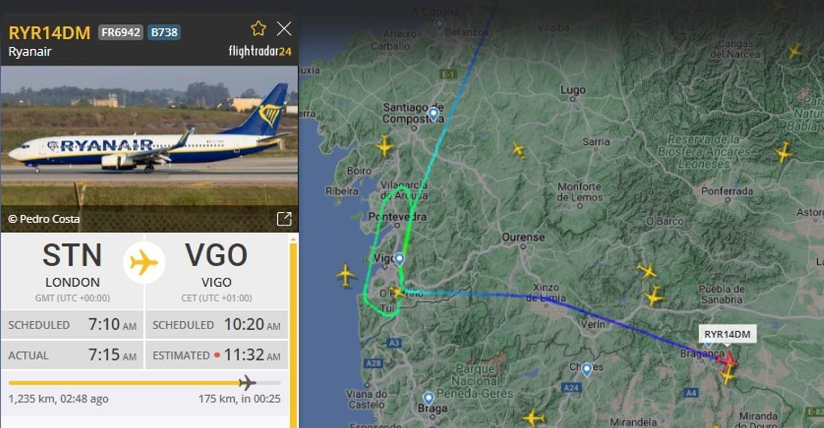 El vuelo Londres-Vigo de Ryanair se ha desviado a Madrid.