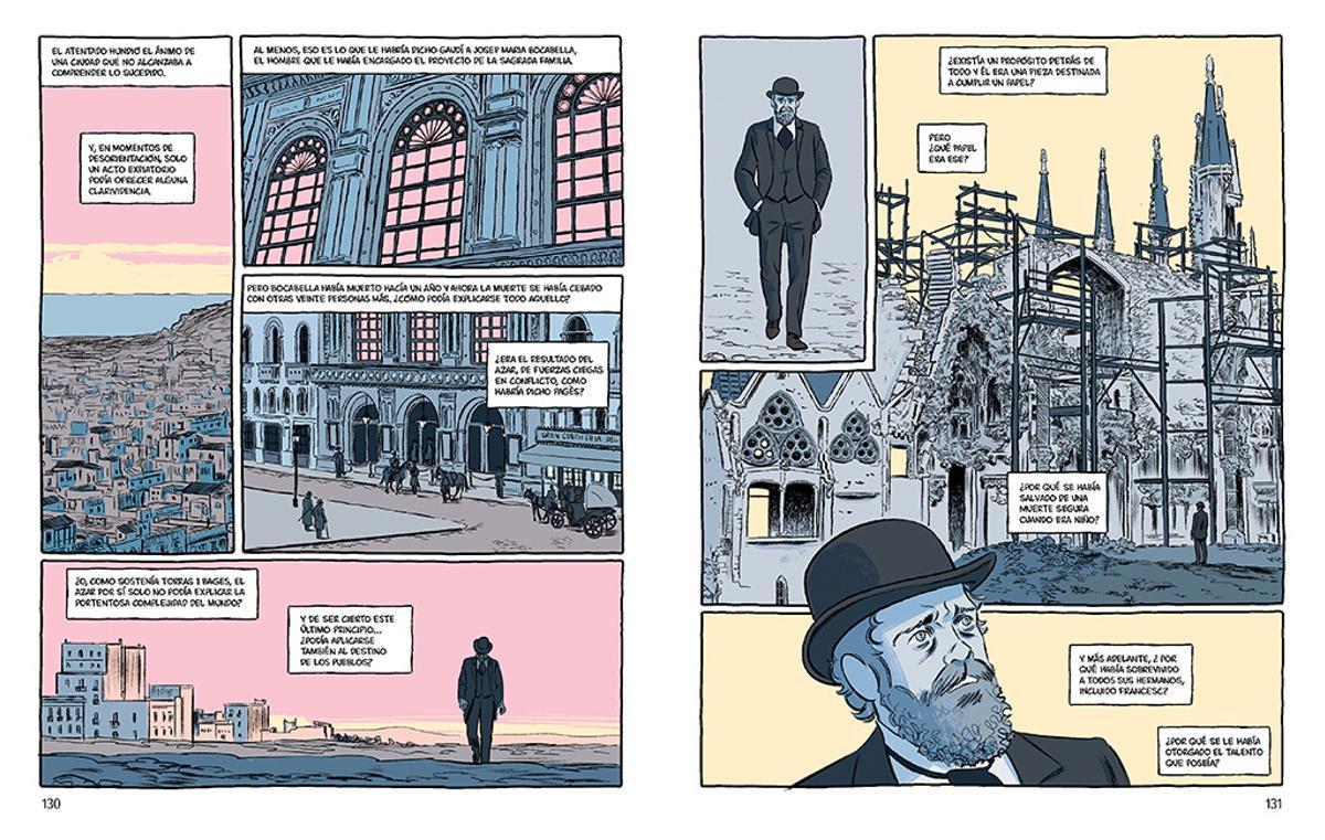 Una de las páginas interiores de 'Gaudí: el soñador de Barcelona', de Max Vento