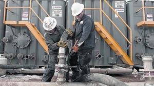 Una planta de extracción de hidrocarburos con ’fracking’, en Dakota del Norte.