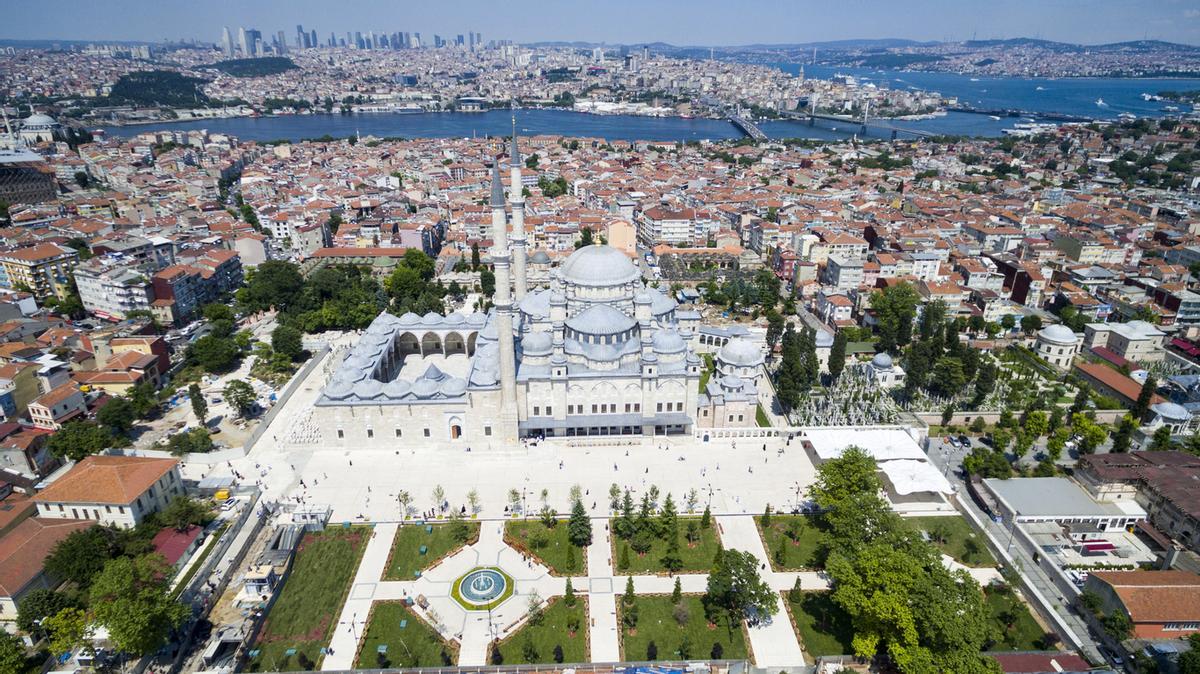 Vista aérea de la mezquita de Solimán el Magnífico