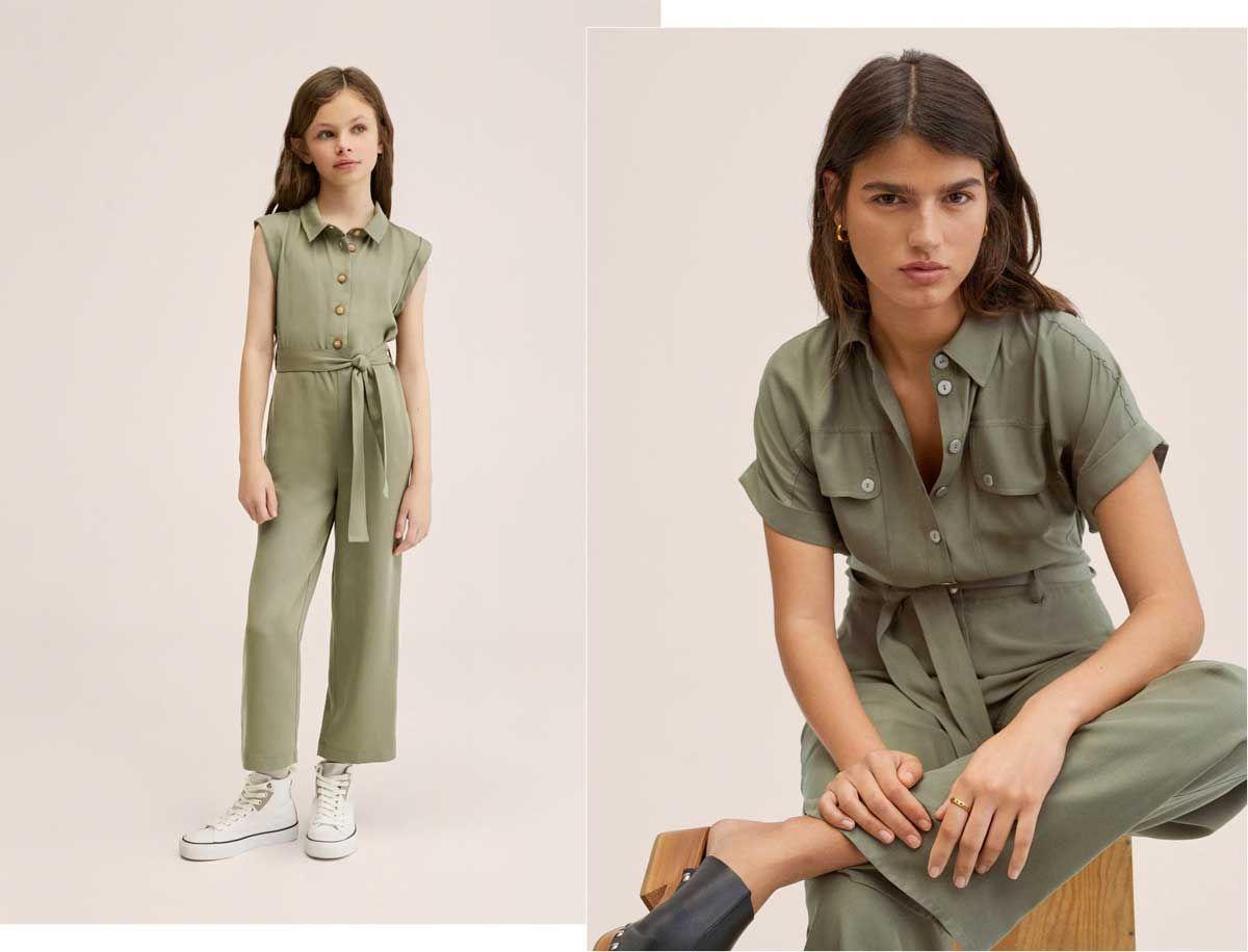 Mono con cinturón, en talla infantil y adulta, de Mango