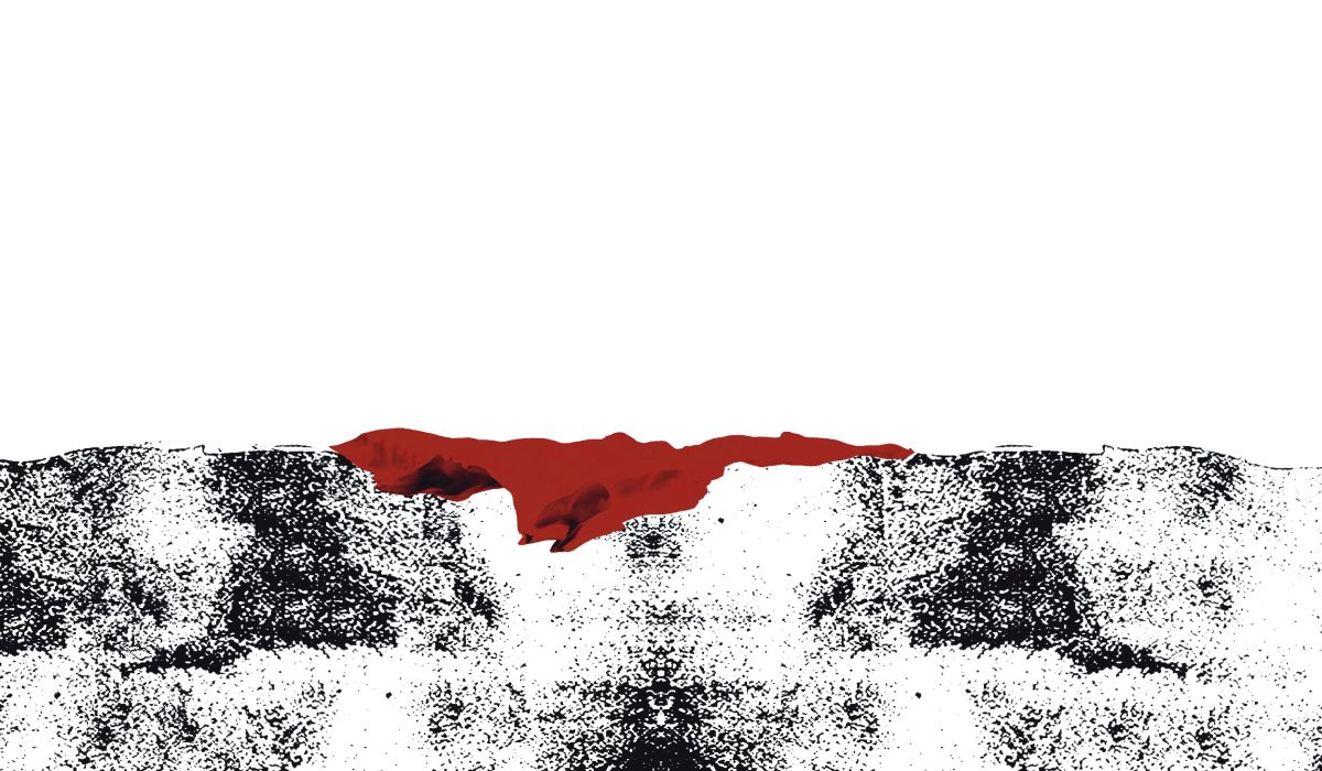 Ilustración con la capa roja de Caperucita, abandonada en el bosque, símbolo de los abusos sobre niños.