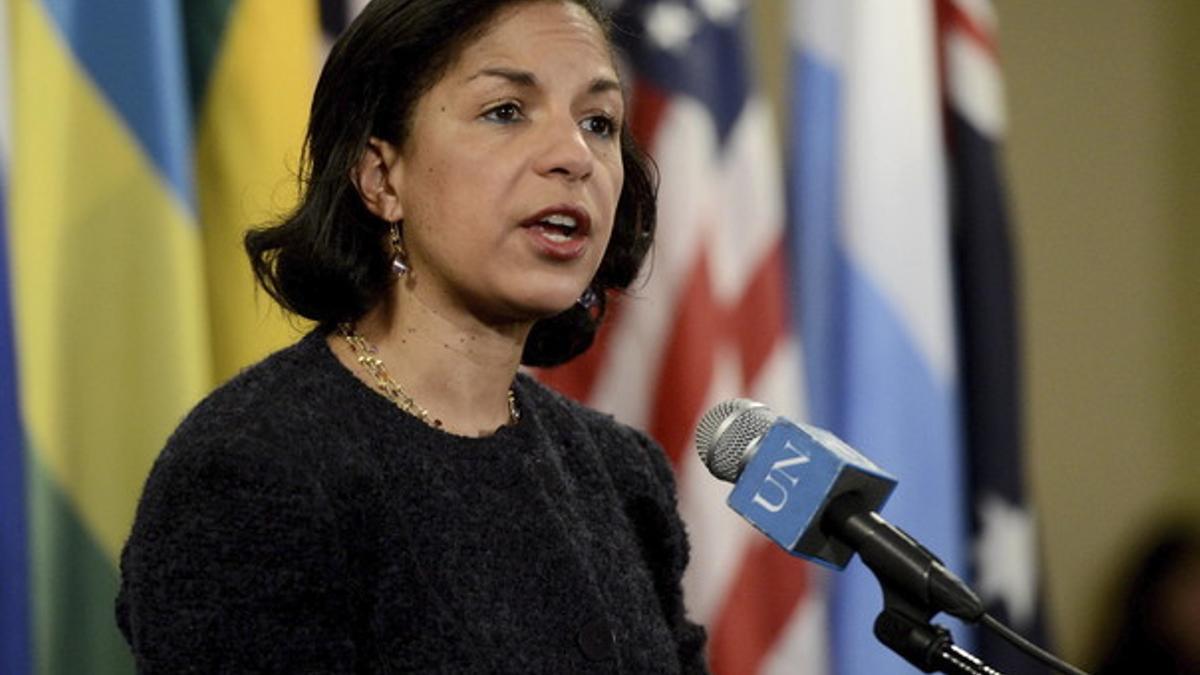 La asesora de Seguridad Nacional de la Casa Blanca, Susan Rice, en una rueda de prensa en el Consejo de Seguridad de la ONU, en marzo del 2013.