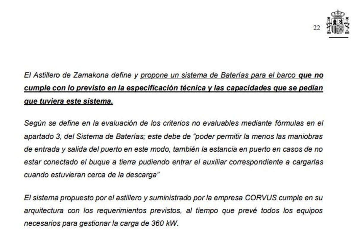 Extracto de la resolución del tribunal sobre el contrato de Sasemar