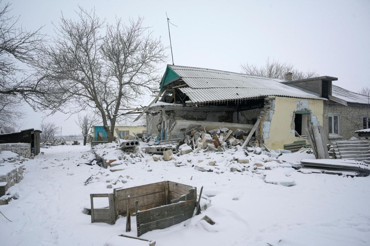 Residents of a deserted village live near the frontline in the Donetsk region