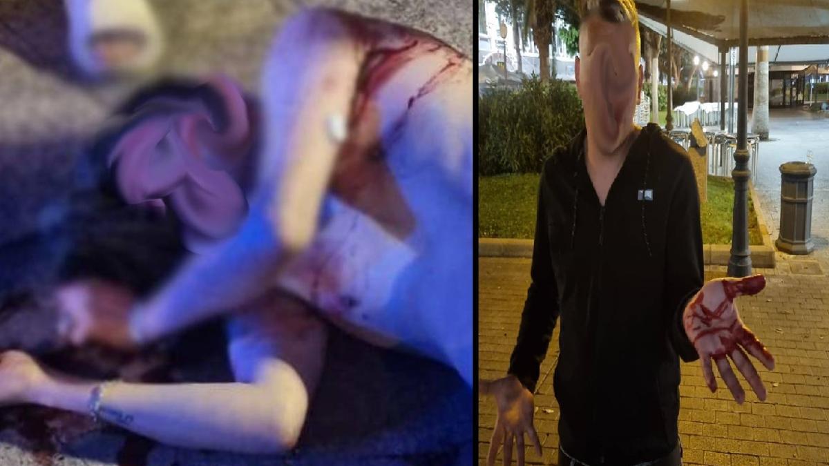 Imagen de los hechos -a la izquierda el hombre agredido, a la derecha el turista asaltado-.