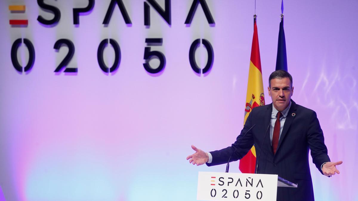 El presidente del Gobierno, Pedro Sánchez, en la presentación del documento ’España 2050’ .