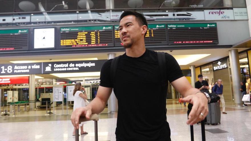 Okazaki, a su llegada a la estación María Zambrano de Málaga