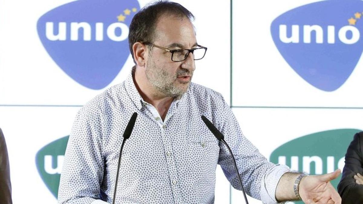 El candidato de Unió, Ramon Espadaler, en una rueda de prensa el pasado 2 de agosto.