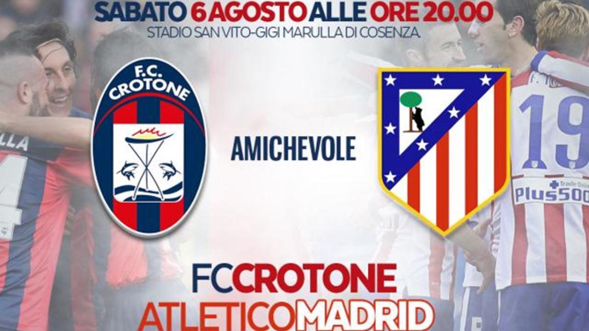El Crotone presentó el cartel de su amistoso ante el Atlético